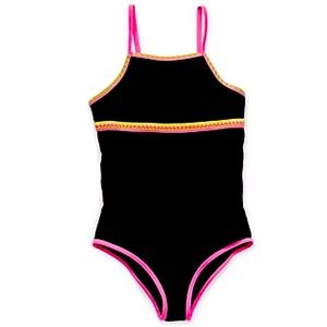 NWT Girl’s Size 7 Black One Piece B Magical Bathing Suit UPF 50+.